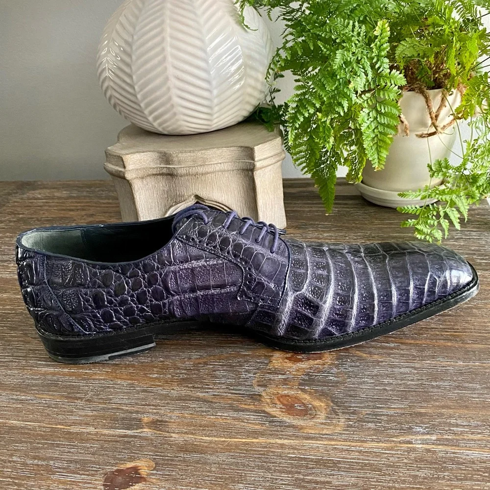 BOUCHON Mens Crocodile Oxford Lace Up Dress Shoe Genuine Crocodile 14 2E